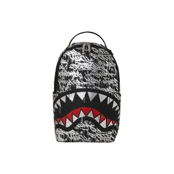 SPRAYGROUND Artificial Leather Backpack Unisex Black & Silver & Red