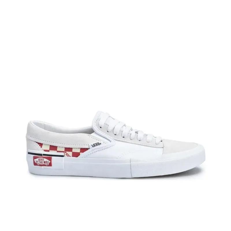 Vans Slip On Cap Low Top Skate Shoes Unisex Red Grid White-1