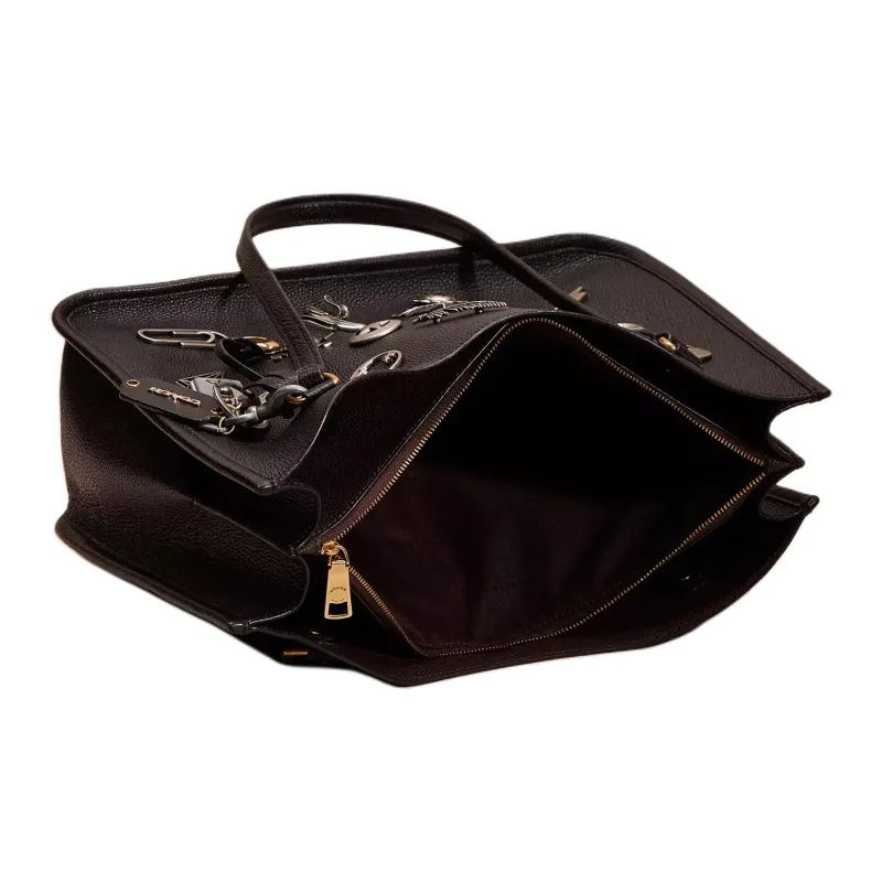 COACH Tyler Polished Pebbled Leather Tote Bag Shopping Bag Shoulder Bag Handbag Large Size Women's Brass & Black-2