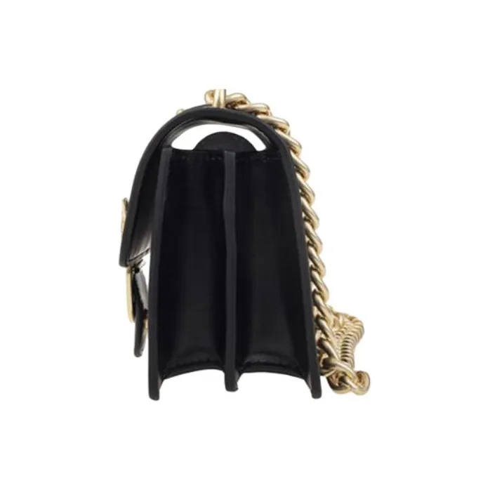 PINKO Cow Leather Crossbody Bag, Bird Bag, Swallow Bag Women's Black-4