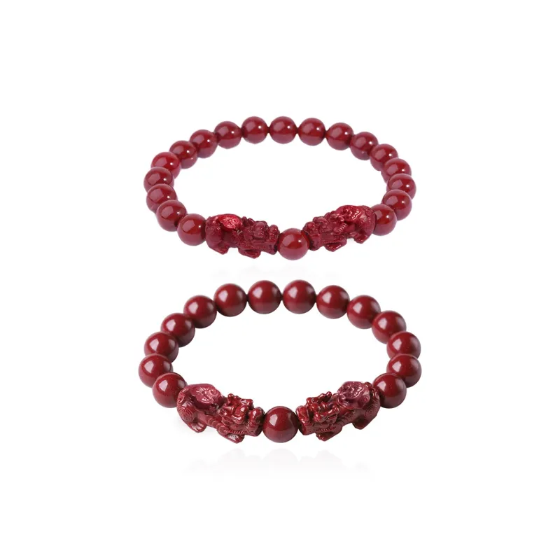 MIDNIGHT MOMENT Reconstructed Cinnabar Jade Bracelets Unisex-2