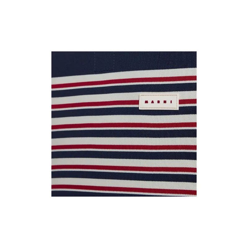 MARNI Logo Patch Striped Tote Bag-3