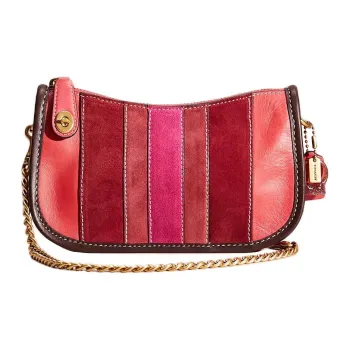 COACH Swinger Natural Leather Handbag, Shoulder Bag Regular Women's Brass & Red Fruit