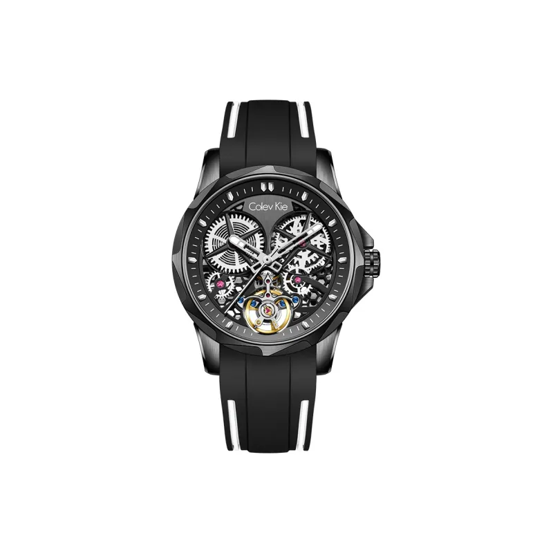 Colev Kie Automatic Mechanical Movement Rubber Strap Watch Men's Watches Silver Dial-6