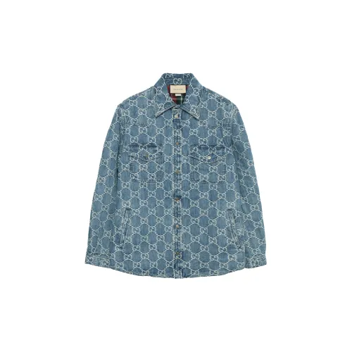 GUCCI Denim Jackets Men Blue