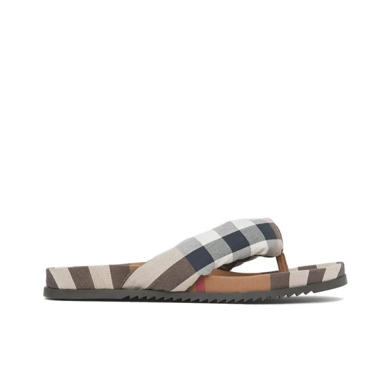 Burberry Check Print Thong Sandals Brown-1