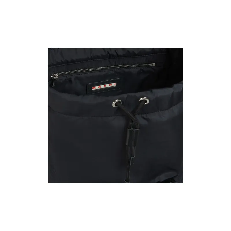 MARNI Polyester With Calfskin Backpack Unisex Black-3