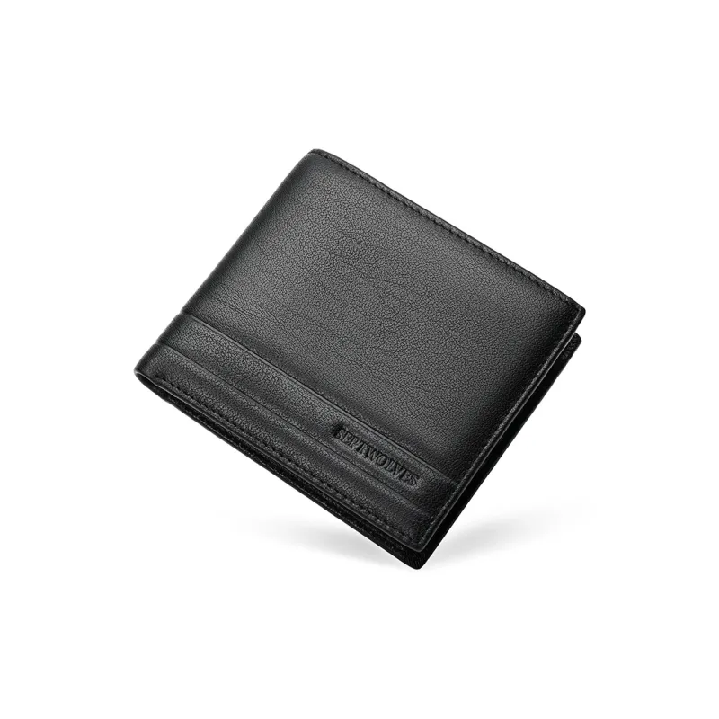 SEPTWOLVES Top Grain Sheepskin Wallets With Money Clip Unisex Black-13