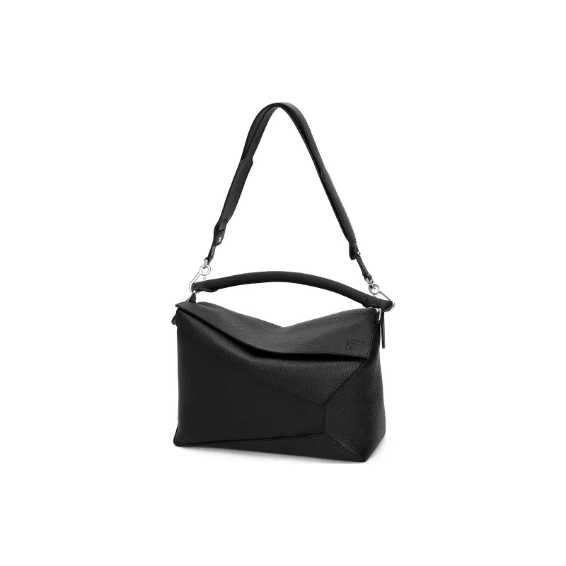 LOEWE Puzzle Grained Calfskin Handbag, Shoulder Bag, Crossbody Bag Tubas Men's Black-1