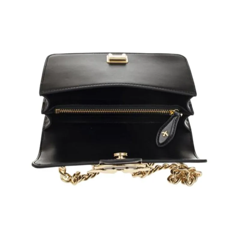 PINKO Cow Leather Crossbody Bag, Bird Bag, Swallow Bag Women's Black-3