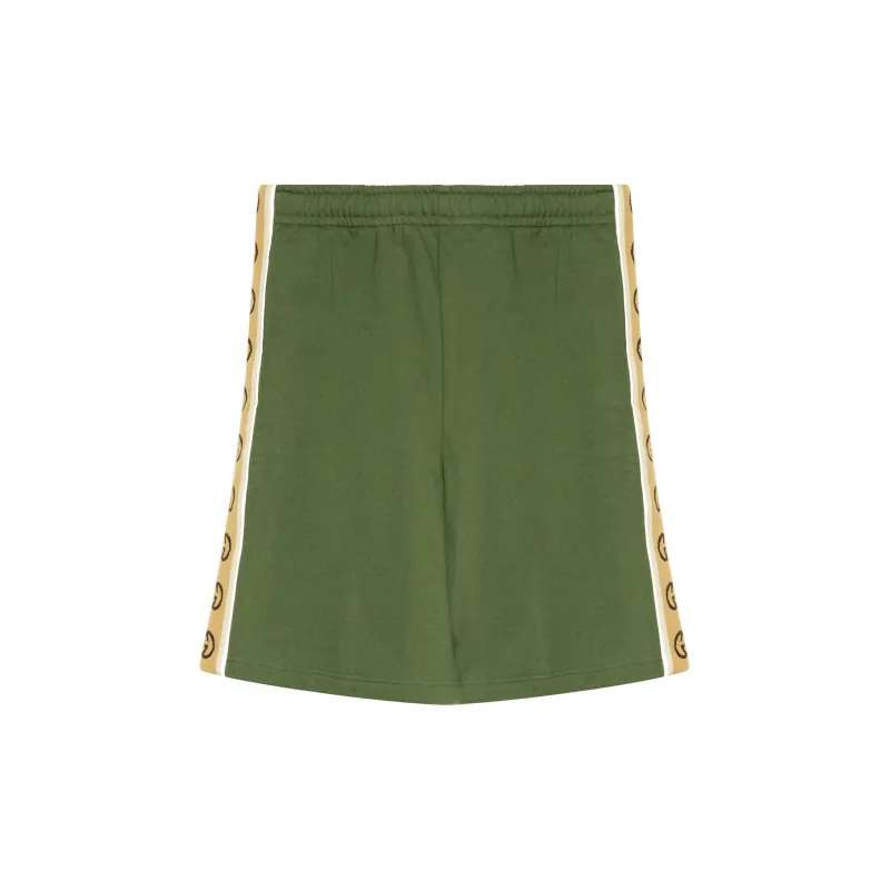 GUCCI Interlocking G Stripe Cotton Shorts-1