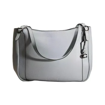 COACH Alana Polished Pebbled Leather Tote Bag Shopping Bag Shoulder Bag Handbag Large Size Women's Silver/Blue