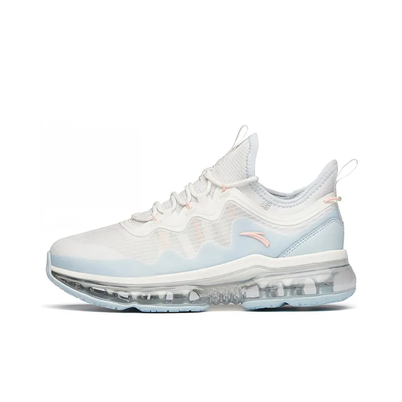 Anta Running Collection Cushioned Wear Resistant Breathable Low Top Casual Running Shoes Women's White Blue-0