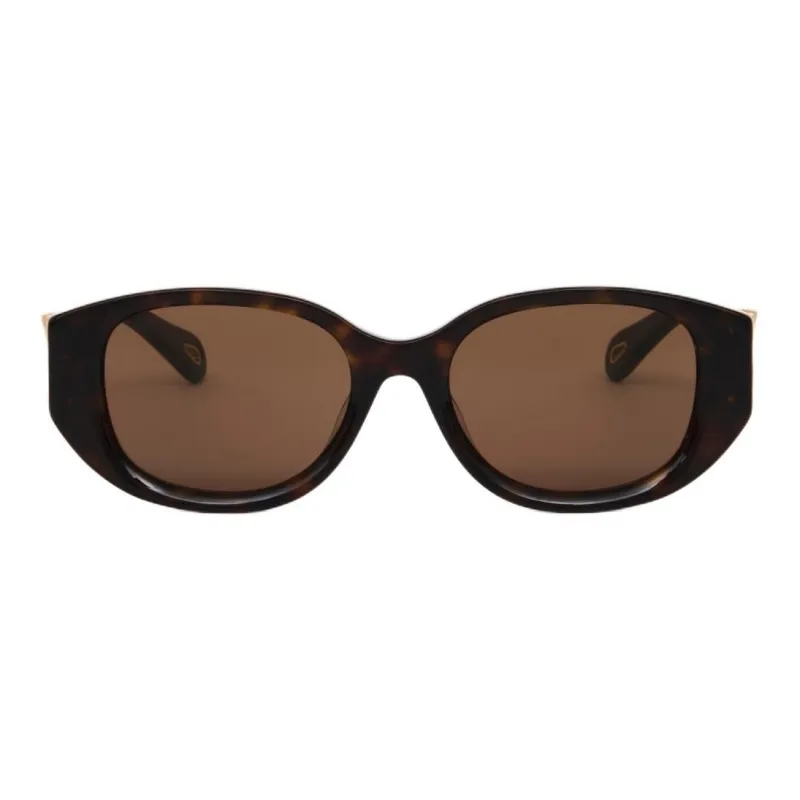 Chloe Acetate Bio Based Nylon Oval Sunglasses Women's Dark Tortoiseshell-1