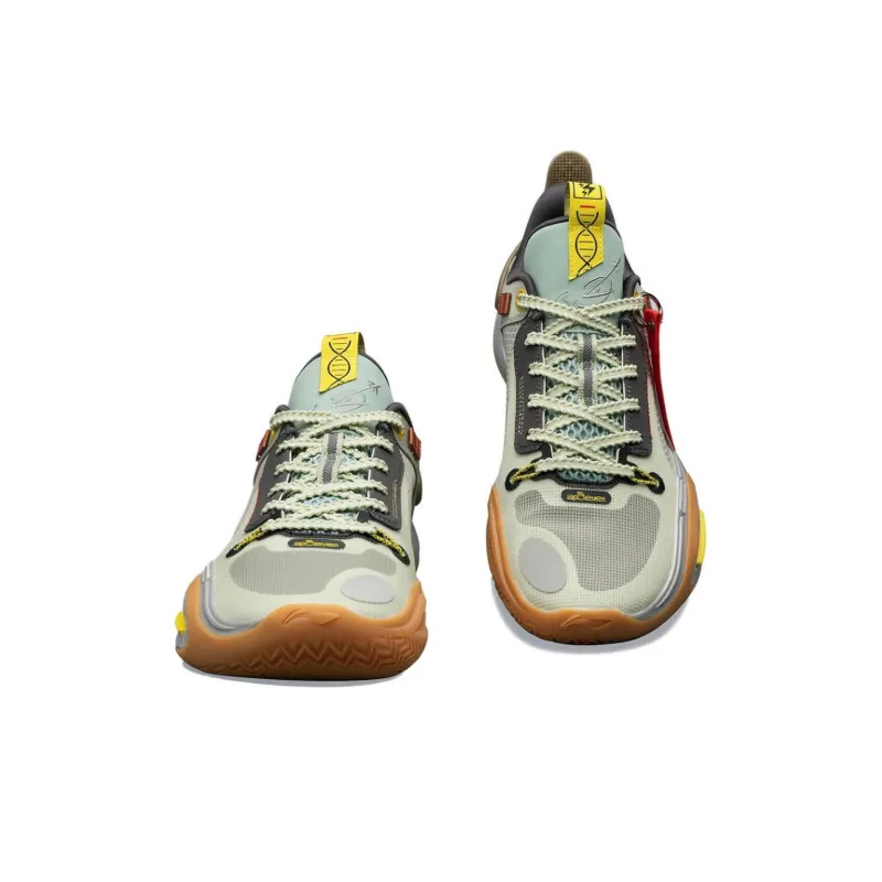 LiNing All City 11 Warning Cushioning Anti Slip And Wear Resistant Low Top Basketball Shoes Men's Cyan Yellow-3