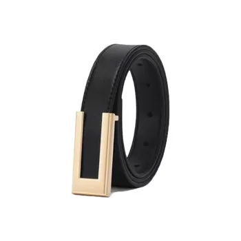 AUGTARLION French Vintage Buckle Skirt Accessories Metal Buckle Leather Belts Women's Black/Brown Width  2.4cm