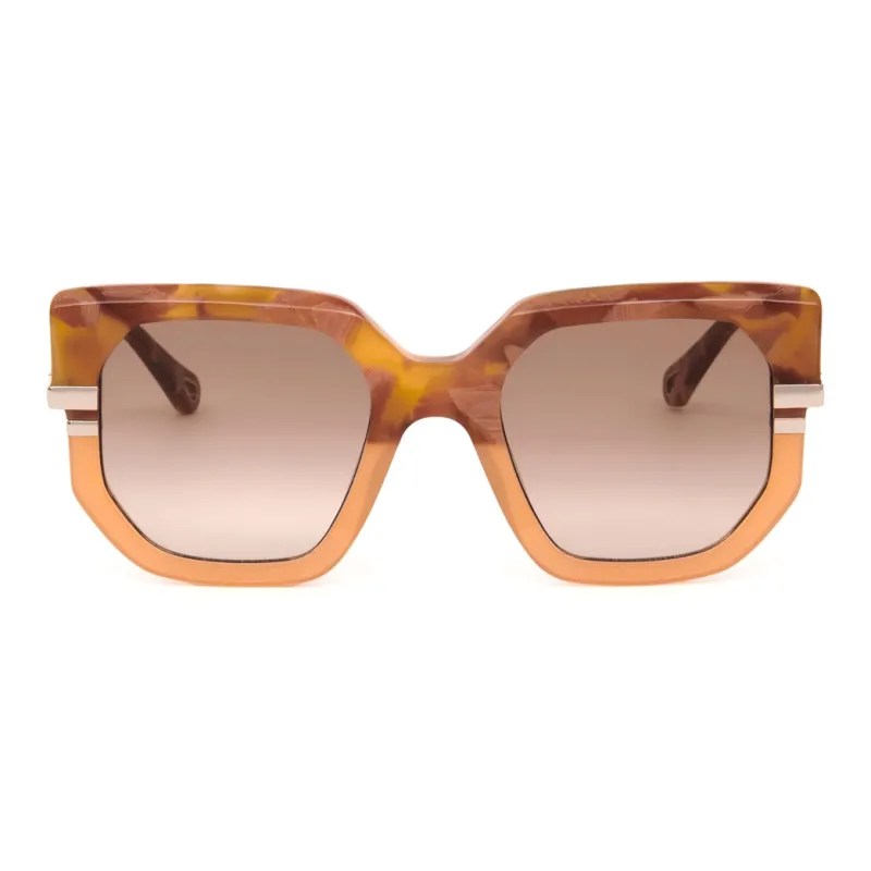Chloe Acetate Bio Nylon Square Sunglasses Women's Gradient Brown-1