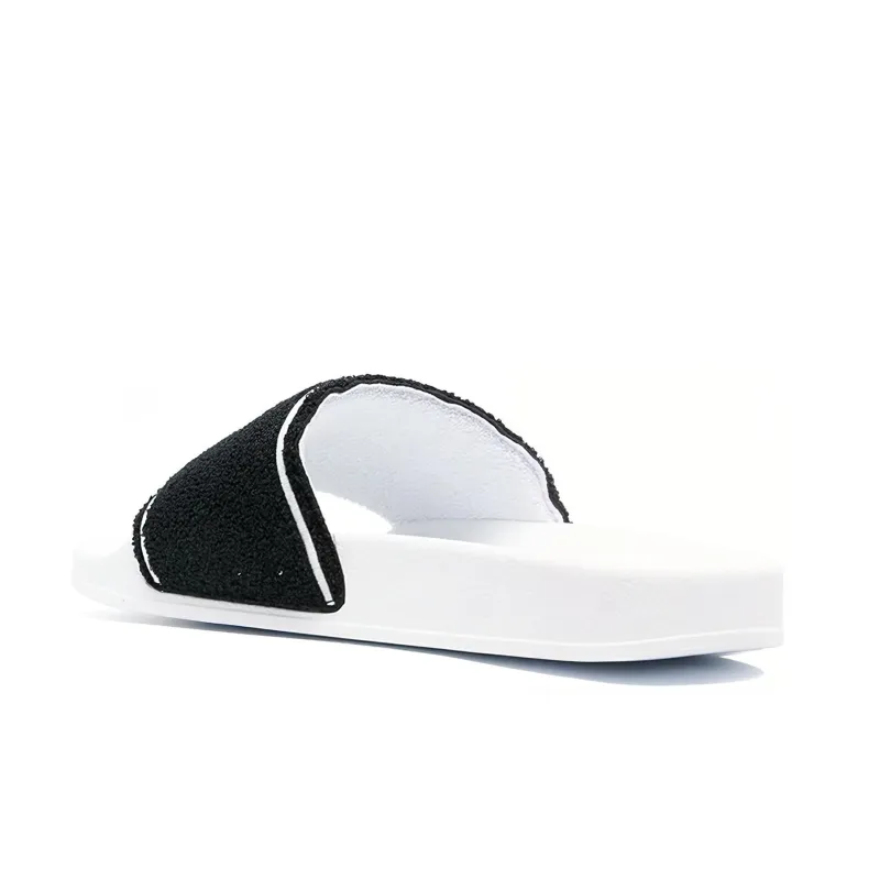OFF WHITE Chenille Slide Logo Embroidered Black White-4