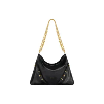 Givenchy Voyou Tanned Cow Leather Handbag Shoulder Bag Medium Size Women's Black