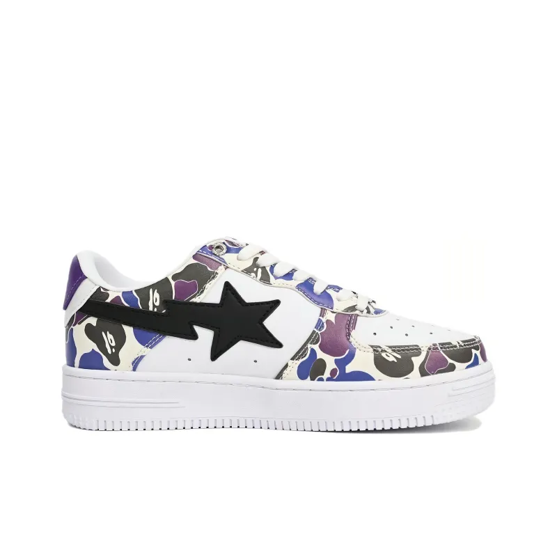 A BATHING APE STA Low Top Skateboard Shoes Women's Purple White-1