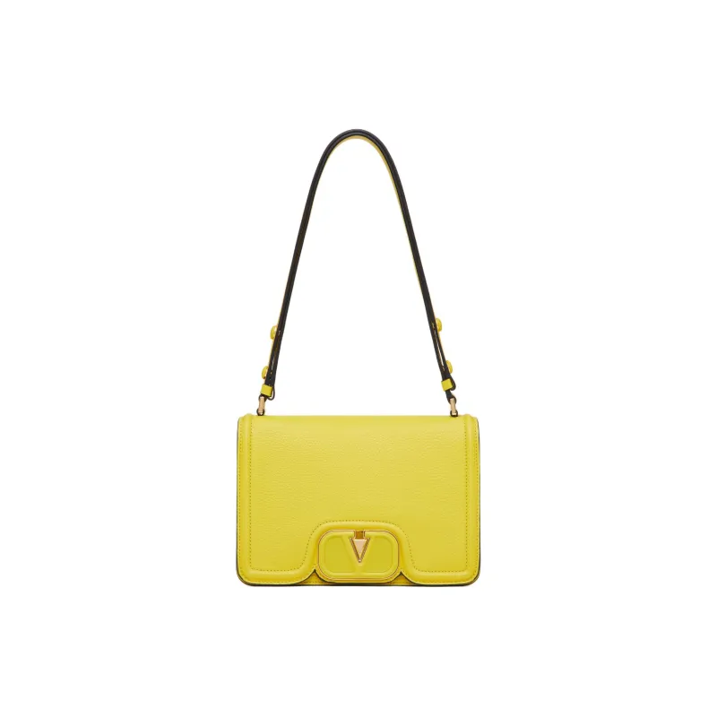 Valentino Vlogo Grained Calfskin Handbag Shoulder Bag Women's Cedar Yellow-0