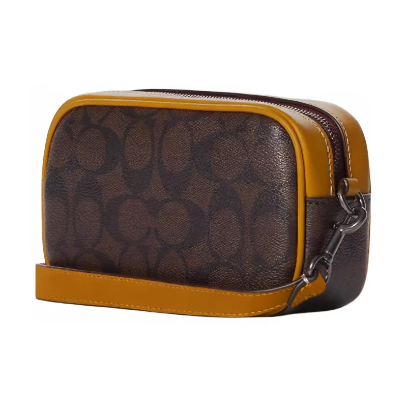 COACH Jamie Artificial Leather Wrist Bag Clutch Handbag Trumpets Women's Brown & Buttercup-2