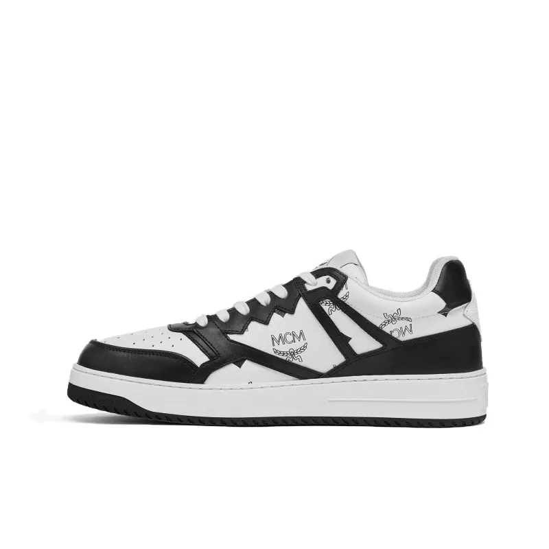 MCM Visetos Low Top Skateboard Shoes Men's Black White-0