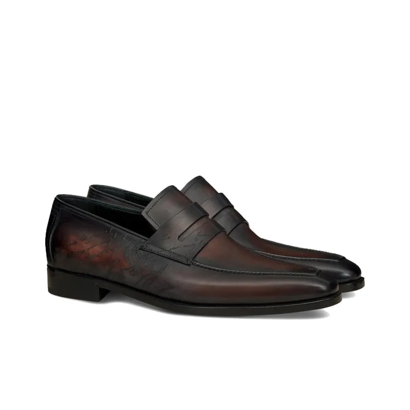 BERLUTI Andy Demesure Neo Scritto Loafers Men's Charcoal Brown-2