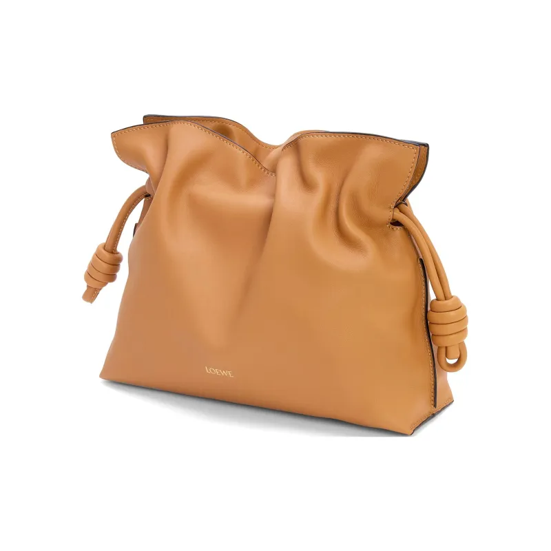 LOEWE Flamenco Napa Calf Leather Clutch Shoulder Bag Women's Desert-2