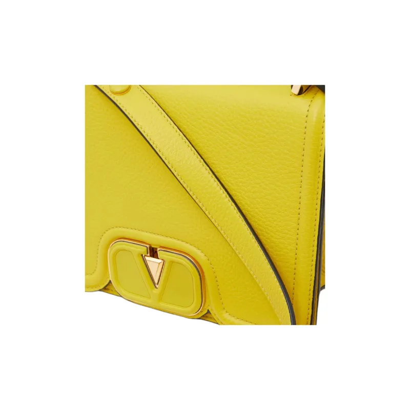 Valentino Vlogo Grained Calfskin Handbag Shoulder Bag Women's Cedar Yellow-5