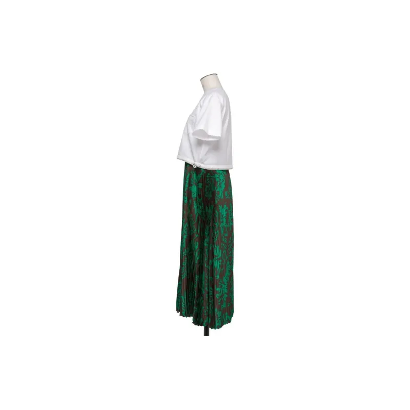Sacai Floral print Pleated Maxi Dress-2