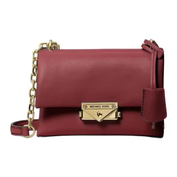 MICHAEL KORS Cece Calfskin Shoulder Bag, Crossbody Bag Trumpets Women's Burgundy