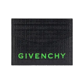 Givenchy Cow Leather Card Holder Men's Black & Green