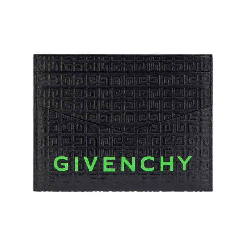 Givenchy Cow Leather Card Holder Men's Black & Green-0