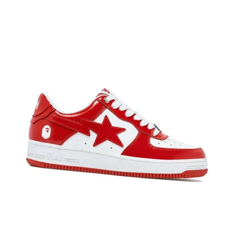 A BATHING APE STA Stylish Skateboarding Shoes Men's Red White-1