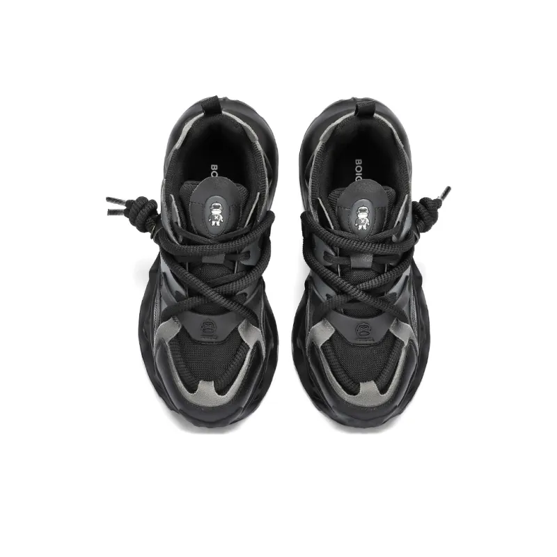 BOIGEMES Low Top Chunky Sneakers Men's Black-3