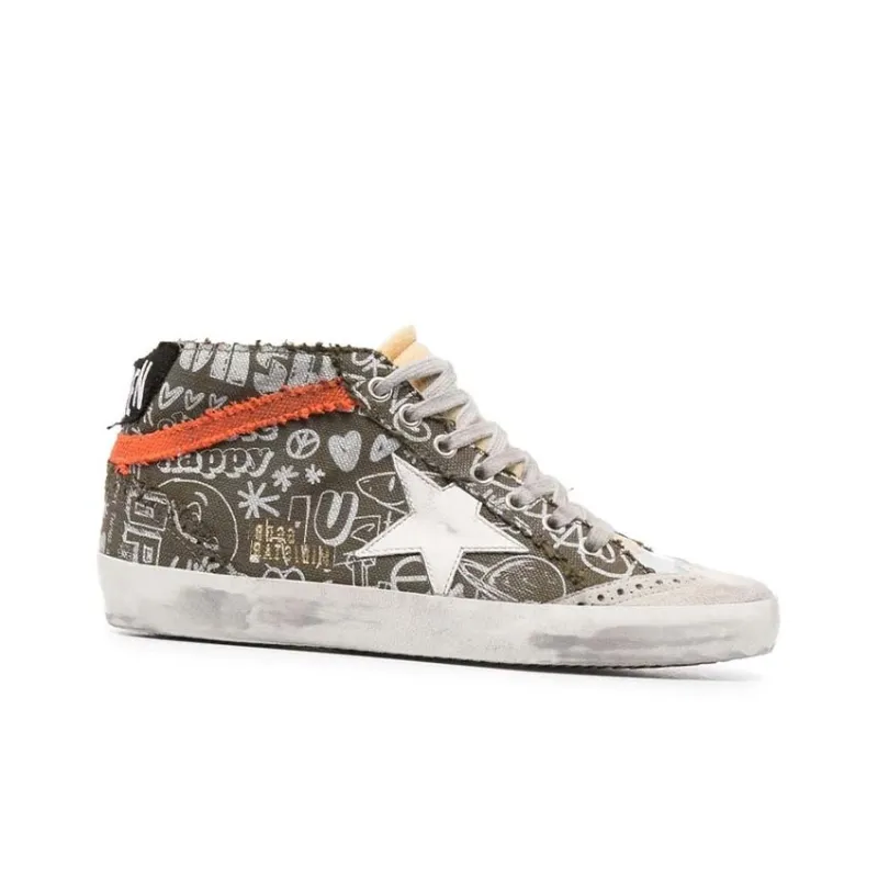 Golden Goose Mid Star Lettering Print High-top Sneakers-1