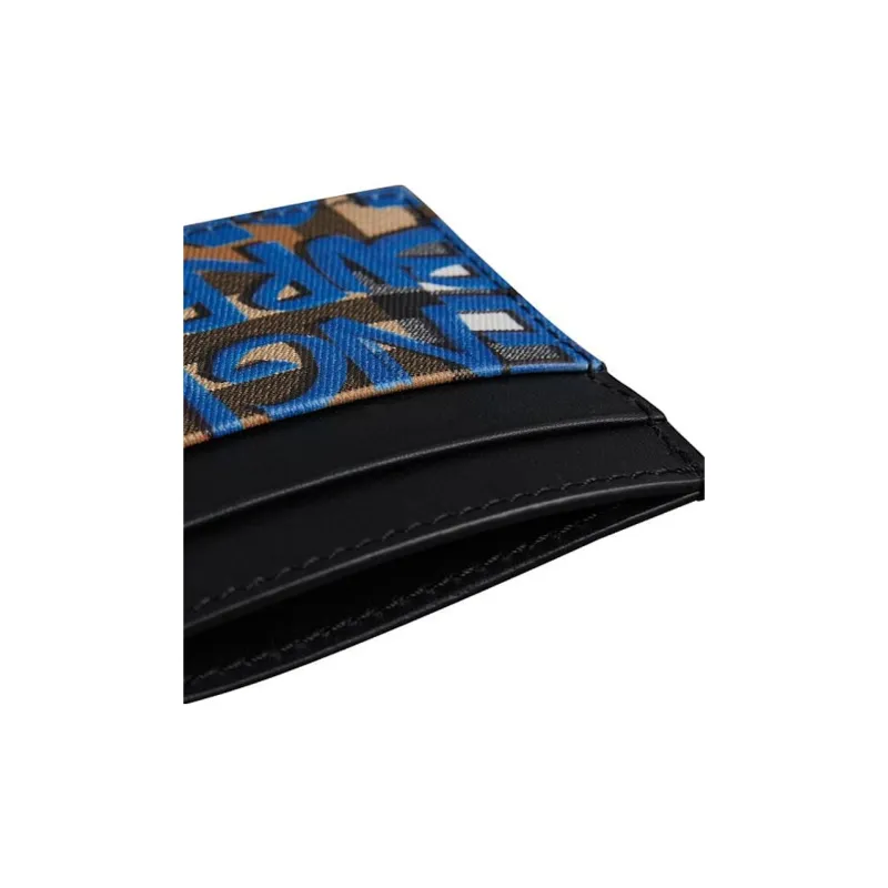 Burberry Card Case Graffiti Print Vintage Check Leather Black/Blue-1