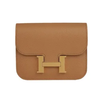 HERMES Constance Slim Epsom Leather Clutch Wallet Fanny Pack Women's 2S Sesame Color