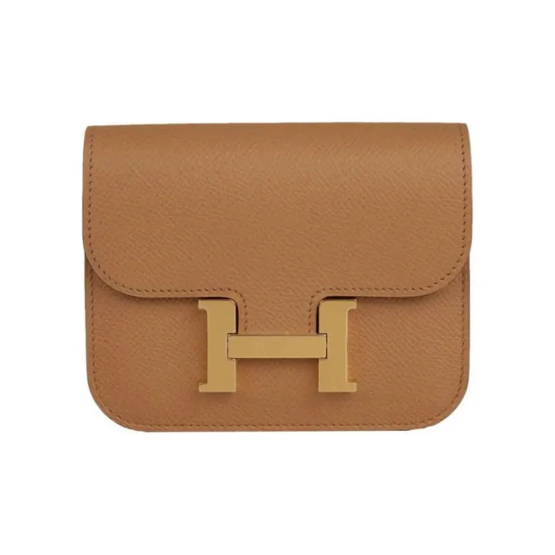 HERMES Constance Slim Epsom Leather Clutch Wallet Fanny Pack Women's 2S Sesame Color-0