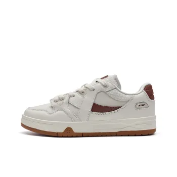 XTEP MAXX1.0 Skateboard Shoes Women's Low Top White Sand Gray/Vintage Red