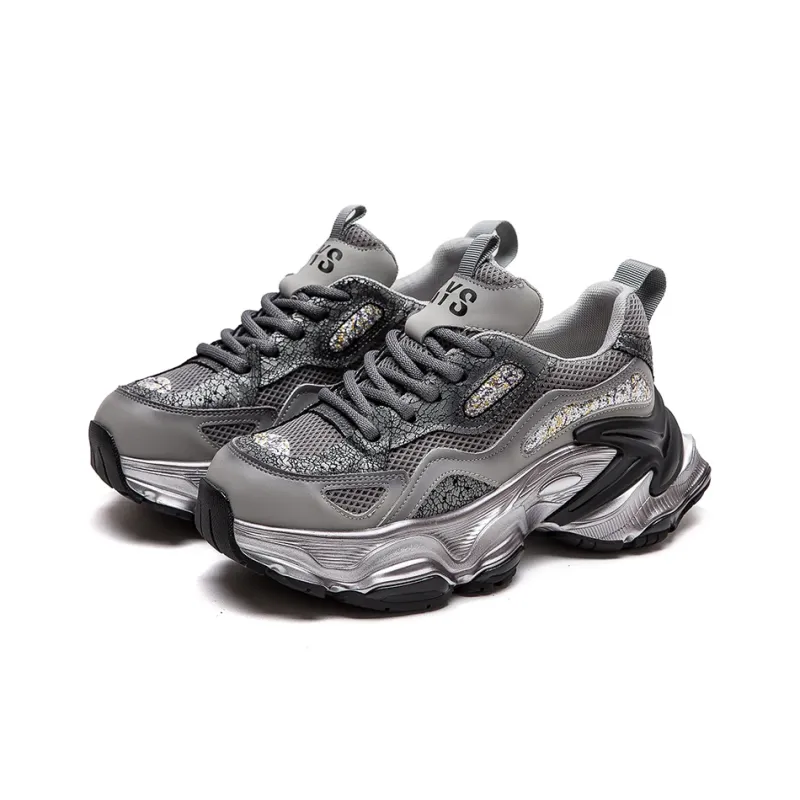 CHOVO Slip-Resistant Breathable Lightweight Chunky Sneakers 6cm Women's-2