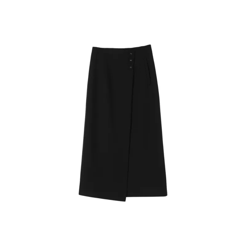 Late White Casual Long Skirts Women's Black-2