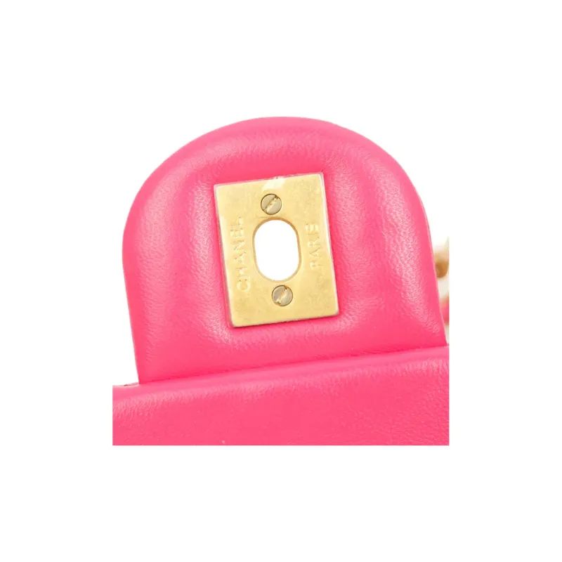 CHANEL Little Golden Ball Lambskin Flap Bag, Shoulder Bag, Crossbody Bag Mini Women's Rose Red & Deep Pink-9