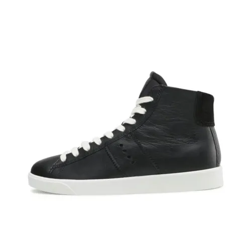 Ecco Skateboard Shoes Women's High-Top Black