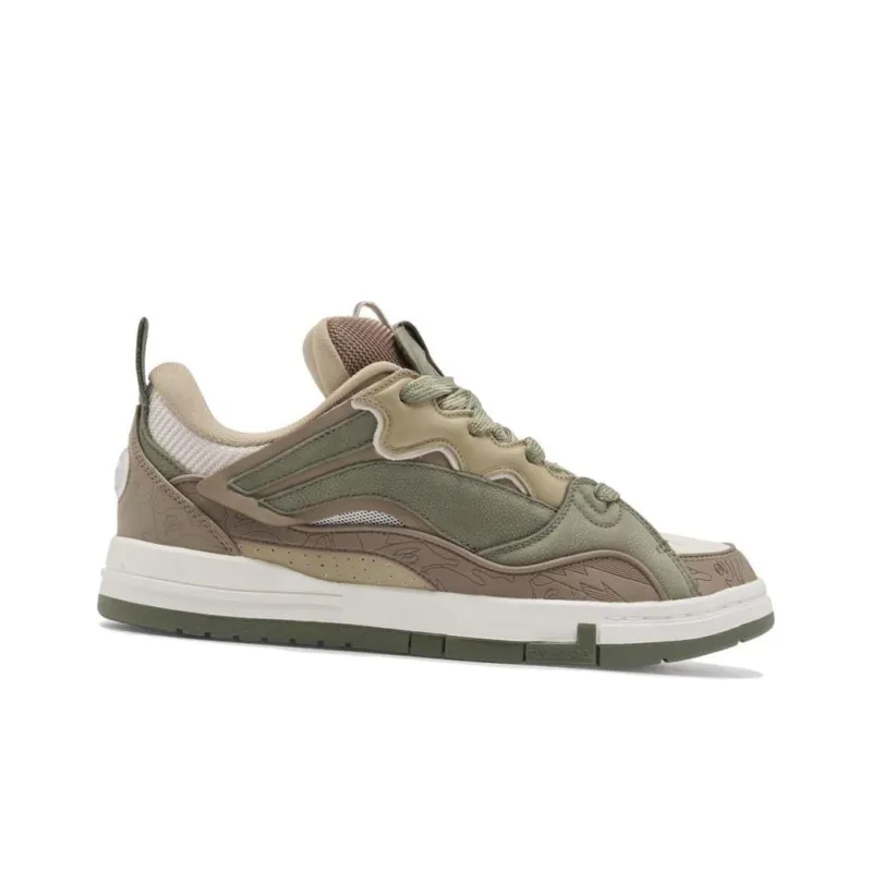 Aape x LiNing Wave Anti Slip Wear Resistant Low Top Skateboard Shoes Men's Greenish brown-1