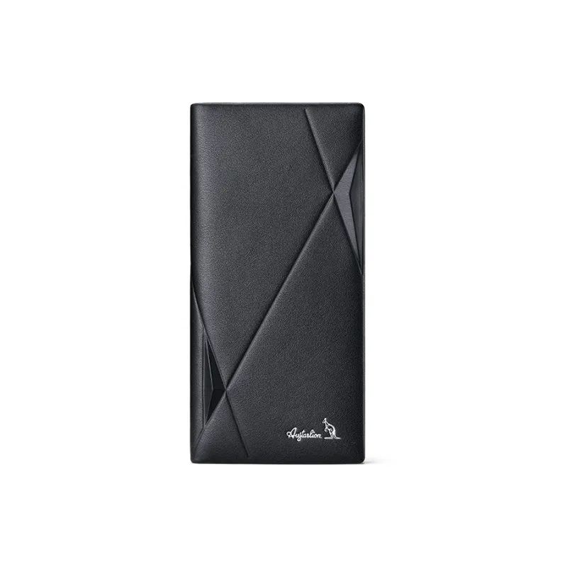 AUGTARLION Top Grain Cow Leather Multiple Card Slots Tech Style 3D Effect Line Design Wallet Men's Black-1