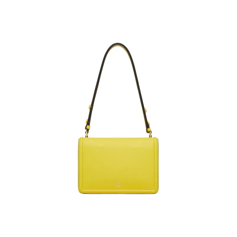 Valentino Vlogo Grained Calfskin Handbag Shoulder Bag Women's Cedar Yellow-3