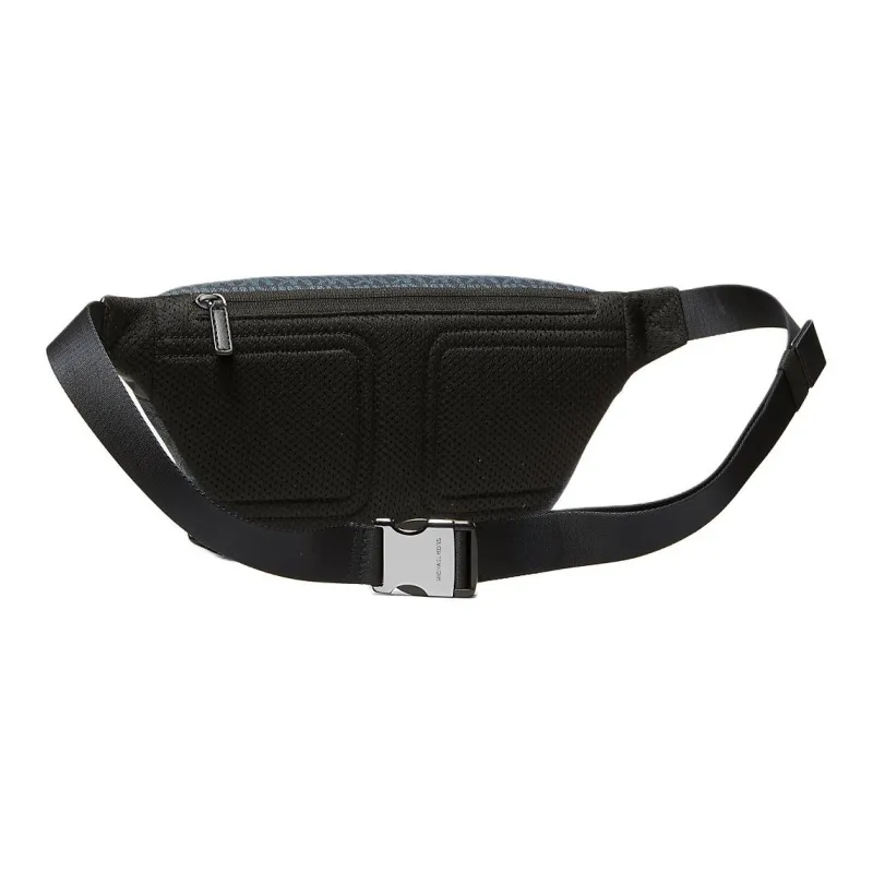 MICHAEL KORS MK Cooper Coated Canvas Fanny Pack Men's Marine Blue & Black-1