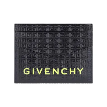 GIVENCHY Cow Leather Card Holder Men's Black & Yellow